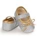 Styles I Love Infant Baby Girl Princess Bow Glitter Flats Pre-Walker Crib Shoes Anti-Slip Mary Jane Shoes, 0-18 Months, 5 Colors (Silver, 12 Months)