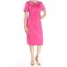 TRINA TURK Womens Pink Cut Out Short Sleeve Jewel Neck Below The Knee Sheath Cocktail Dress Size: 10