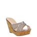 Heron Platform Wedge Rhinestone Slipper - Women Dressy Cork Slide Mule Sandal