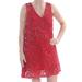 FREE PEOPLE Womens Red Sleeveless V Neck Above The Knee Shift Party Dress Size XS