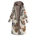 AngelBee Flower Women Long Coat Zipper Fleece Ethnic Hooded Jacket (Orange L)