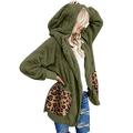 Follure Women's Casual Leopard Pockets Oversized Faux Fur-Fuzzy Hooded Outerwear Coat