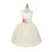 Chic Baby Ivory Coral Sash Flower Special Occasion Dress Girls 4-12