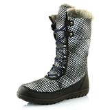 DailyShoes Winter Snow Boots on Women's Comfort Round Toe Snow Boot Winter Warm Ankle Short Quilted Lace Up Boots Waterproof Non High Eskimo Fur White,dot,Nylon,5, Shoelace Style Navy