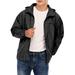 LELINTA Men's Big and Tall Outdoor Lightweight Windbreaker Jacket Hooded Waterproof Rain Jacket Drawstring Hooded Zip-Up Sport Windbreaker, up to Size 8XL, Black/ Grey