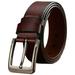 Men's Jean Belt Classic Greek Key Metal Buckle Handcrafted Genuine Leather Belt