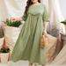 Women's Plus Size Dress Women Plus Size Solid Dress Round Neck Short Sleeves Casual Maxi Dress