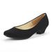 Dream Pairs Women Fashion Heel Pump Shoes Low Chunky Slip On Round Toe Shoes Comfort Pumps for Work Mila Black/Suede Size 6.5