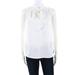 Badgley Mischka Womens Sleeveless Button Up Crew Neck Blouse White Silk Size 16
