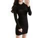 Women Knit Slim Autumn Winter Long Sleeve Dress Women Hip Sweaters Solid Color Long Tops Dress Black