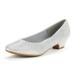 Dream Pairs Women Fashion Heel Pump Shoes Low Chunky Slip On Round Toe Shoes Comfort Pumps for Work Mila Silver/Glitter Size 9