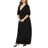 Avamo Women Stretch Ball Gwon Formal Dress 3/4 Sleeve Loose Flowy Plain Party Maxi Dresses Plus Size Casual Wedding Long Dress