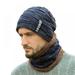 Beanie Hat Scarf Set Men Autumn Winter Fluffy Knitted Cap Hat Neck Warmer Headwear for Men