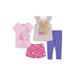 Disney Princess Fashion Tops, Ruffle Short and Printed Legging Mix And Match, 4-Piece Outfit Set (Little Girls, Big Girls & Girls' Plus)