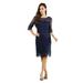 Fanny Fashion Womens Navy Crochet Lace Knee Length Evening Gown