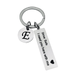 Key Ring Rectangular Pendant Key Chain Stainless Steel Lettering Keyring Decoration Gift, Type E