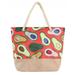 Avocado Print Canvas Handbag Tote Beach Shopping Bag Durable Rope Handle Red