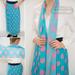 37" Long Lined Pleated Chiffon Skirt Women Maxi Skirts Turquoise Matching Scarf Included [NYQZ-753] WAIST= 40