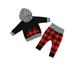 Baby Boys Girls Hooded Striped Tops + Plaid Red Pants 2PCS Outfits