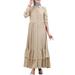 ZANZEA Dresses for Women Long Sleeve Muslim Casual Ruffles Hem Long Dress