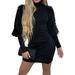 Julycc Womens Fluffy Puff Sleeve Panel Puff Sleeve Dress Party Cocktail
