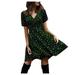 MIARHB Plus Size Skirt Floral Print Women Dress Women V Neck Manches Short Sleeve Robe Retro Elegant Party Club Casual Dress