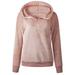 Lad Casual Pullover Hoodies Autumn Winter Solid Color Plush Loose Long Sleeves Female Pullover Sweatshirt, Pink M