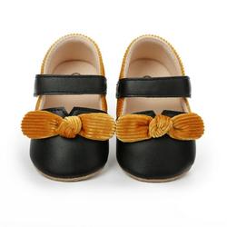 Soft Leather Baby Moccasins Shoes Newborn Rubber Sole First Walkers Toddler Shoes Infant Girls Anti-slip Prewalker Party Shoes Black 0-6M
