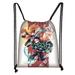 SHIYAO Anime Demon Slayer Drawstring Pocket Sports Fitness Portable Backpack Graffiti School Bag Shopping Bag(Style 7)