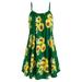 Fashion Women dresses Slash Neck Sleeveless Draped Sunflower Print Strap Mini Dress