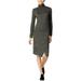 KENSIE Womens Black Heather 3/4 Sleeve Turtle Neck Above The Knee Shift Dress Size: XL