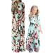 Colisha Summer Floral Dress for Women Girls Boho Beach Crewneck Empire Waist Printed Dress Maxi Sundress Green Girls 130