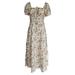 Kernelly Maxi Dress For Women Boho Dress Cottagecore Dress Spring Summer Dress Wrap Floral Casual Vintage Square Neck Dress