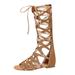Tuscom Gladiator Sandals Knee High Flat Sandals Roman Shoes with Open Toe Design for Women