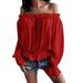 Women's Flare Sleeve Boat Neck Off The Shoulder Blouse