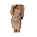 MarinaVida Women Sexy Deep V Sequined Long Sleeve Bodycon Cocktail Evening Party Mini Dress