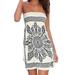 UKAP Women Summer Beach Cover Up Strapless Dresses Floral Tube Top Beach Paisley Mini Dress Ladies Cocktail Party Evening Maxi Long Dress Beachwear