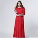 ã€–Follureã€—Women O-Neck Solid Long Sleeve Sequin Patchwork Sleeve Muslim Custom Long Dress