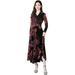 MIARHB Plus Size Skirt Floral Print women dress Women V-Neck Long Sleeve Long Dress Ladies Floral Print A-line Dress