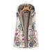 ZANZEA Womens Sleeveless Zipper Hooded Warm Floral Coat Outwear Waistcoat Overcoat