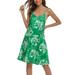 Womens Summer Floral Wrap V Neck Adjustable Spaghetti Casual Ruffle Dress