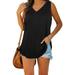 Womens tops time and tru tops tank tops for Women Summer V Neck Sleeveless Tank Tops Solid Color Tops Blouse T-Shirt
