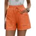 Avamo Summer Shorts for Women Comfy Drawstring Casual Elastic Waist Pockets Shorts Boho Beach Lightweight Short Pants Orange S(US 2-4)