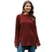 Women's Solid Color Long Sleeve Shirt Pullover Round Neck Side Split High Low Tunic Tops Fall Tops for Women Long Sleeve Side Split Casual Loose Tunic Top