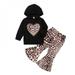 Big Clear Baby Set Baby Autumn Clothing 2PCS Toddler Baby Girl Clothes Sets Long Sleeve Leopard Romper Tops+Flare Long Pants Outfit