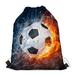 INSTANTARTS Water Fire Soccer Ball Drawstring Sackpack Boy Sport Bag Cinch Gymsack