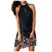 Follure summer dresses Women's Summer Fashion Round Neck Plaid Print Dovetail Sling Dress