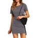 Sexy Dance Women Jersey Short-Sleeve T-Shirt Dress Summer Casual Sports Scoop Neck Athletic Tennis Swing Dress Gray XL(US 14-16)