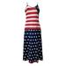 QunButy American Flag Dress Women July 4th Patriotic Plus Size Maxi Dress Independence Sleeveless V Neck Tank Long Dresses