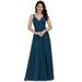 Ever-Pretty Womens Ruched V-neck Plus Size Mother of the Bride Prom Dresses for Women 73032 Teal US20